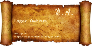 Mager Ambrus névjegykártya